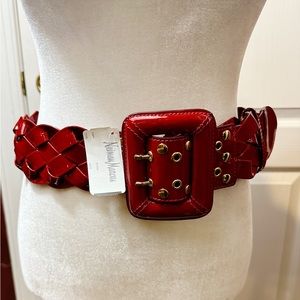 NWT Neiman Marcus Red Patton Leather Look Belt